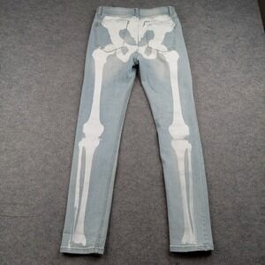 Skeleton‎ Bones Jeans Womens 29 Light Wash Straight Stretch Gothic Halloween